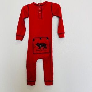Flap Jack Lazy One Bear Bottom Long John Pajamas Toddler 18 Months Trap Door